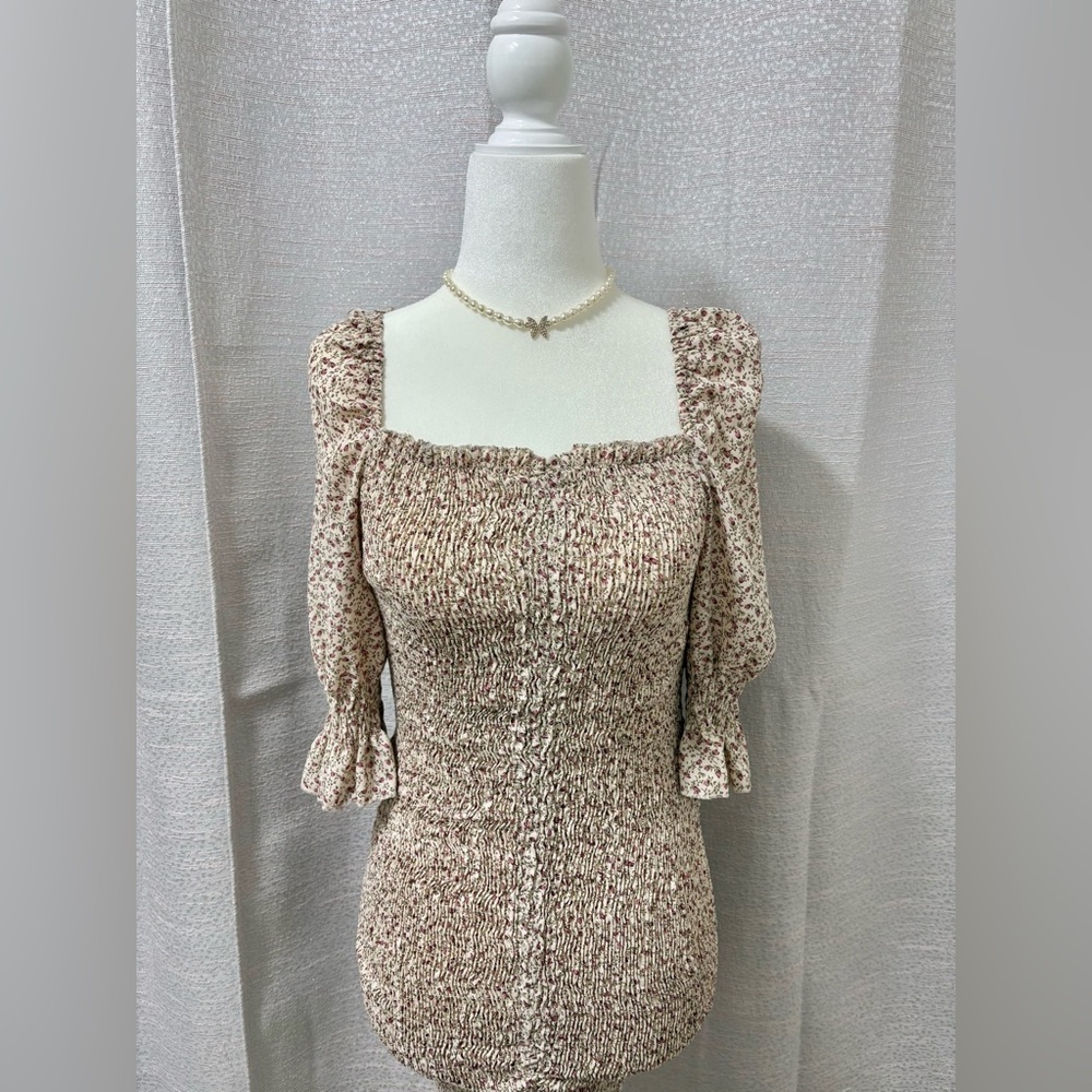 Blush Womens Cottagecore Smocked Floral Mini Dress Size Small Coquette Fairycore